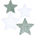 Floristik24 Décoration de Noël étoiles dispersées vert blanc Ø4/5cm 40pcs