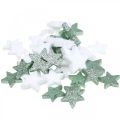 Floristik24 Décoration de Noël étoiles dispersées vert blanc Ø4/5cm 40pcs