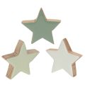 Floristik24 Lot de 9 étoiles en bois décoratives 5 cm mint et blanc pour table et rebord de fenêtre