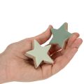 Lot de 9 étoiles en bois décoratives 5 cm mint et blanc pour table et rebord de fenêtre | Floristik24.fr