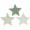 Lot de 9 étoiles en bois décoratives 5 cm mint et blanc pour table et rebord de fenêtre | Floristik24.fr