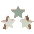 Floristik24 Figurines étoiles en bois 10 cm avec finition verte et blanche, lot de 3