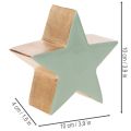 Figurines étoiles en bois 10 cm avec finition verte et blanche, lot de 3 | Floristik24.fr