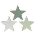 Figurines étoiles en bois 10 cm avec finition verte et blanche, lot de 3 | Floristik24.fr