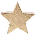 Étoile décorative en bois doré, 10 cm, lot de 3, décoration intérieure | Floristik24.fr