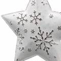 Floristik24 Cintre décoratif étoile et boule de sapin de Noël avec flocons de neige métal blanc Ø9,5 / 7,6cm H10 / 9,2cm 4pcs
