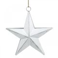 Floristik24 Etoile en métal à accrocher, Pendentif Noël, Déco de l&#39;Avent blanc, Shabby Chic 11×11cm