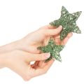 Étoiles décoratives en fil métallique vert, 7 cm et 10 cm, lot de 12 | Floristik24.fr