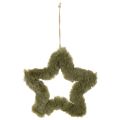 Décorations Étoile en Fausse Fourrure avec Cordon, 21 cm, Vert, Lot de 4 | Floristik24.fr