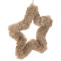 Floristik24 Étoile décorative suspendue en fausse fourrure beige 21 cm