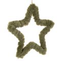 Floristik24 Étoile décorative à suspendre en fausse fourrure verte, 30 cm, lot de 3