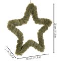 Étoile décorative à suspendre en fausse fourrure verte, 30 cm, lot de 3 | Floristik24.fr