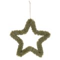Étoile décorative à suspendre en fausse fourrure verte, 30 cm, lot de 3 | Floristik24.fr