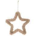 Décoration décorative en fausse fourrure en forme d'étoile à suspendre, 30 cm, lot de 3 | Floristik24.fr