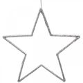 Floristik24 Décoration de Noël pendentif étoile argent pailleté 17,5cm 9pcs