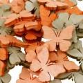 Floristik24 Décor à parsemer papillon papillons en bois décoration d&#39;été orange, abricot, marron 144 pièces