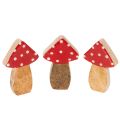 Floristik24 Champignons décoratifs en bois 6 cm rouges avec pois blancs – Lot de 8