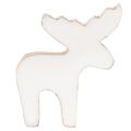 Figurine élan en bois blanc et naturel 6 cm décoration de Noël x8 | Floristik24.fr