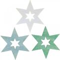 Étoiles en bois saupoudres déco Noël Vert H4cm 72p