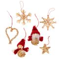 Floristik24 Ensemble de décorations de Noël en paille : figurines et étoiles, 6 cm, 30 pièces