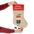 Lot de 3 chaussettes de Noël en tissu avec motifs Rouge et Beige 50 cm | Floristik24.fr