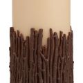 Floristik24 Bougie pilier branches décor bougie rustique beige 150/70mm 1pc