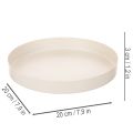 Plateau décoratif rond en métal 20 cm crème pour intérieur | Floristik24.fr