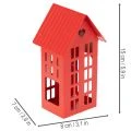 Set de trois photophores maisons en métal rouge avec plateau, 35 cm | Floristik24.fr