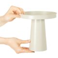 Plateau décoratif sur pied en métal beige-gris 20 cm pour bougies et figurines | Floristik24.fr