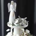 Plateau décoratif sur pied en métal beige-gris 20 cm pour bougies et figurines | Floristik24.fr