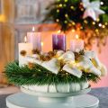 Plateau décoratif rond en métal beige 30 cm pour plantes et bougies | Floristik24.fr