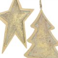 Floristik24 Pendentifs en métal sapin et étoile, décorations d&#39;arbre de Noël, décoration de Noël dorée, aspect antique H15.5 / 17cm 4pcs