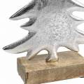 Floristik24 Sapin décoratif sur socle en bois argenté, métal naturel 24cm × 16cm