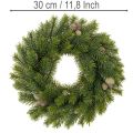 Couronne en branches de sapin artificielles avec pommes de pin 30 cm | Floristik24.fr
