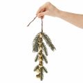 Branche de sapin artificielle avec mini boules de Noël dorées, 46 cm, 2 pièces | Floristik24.fr