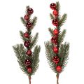 Floristik24 Branche de sapin artificielle avec boules rouges 48 cm, lot de 2