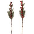 Branche de sapin artificielle avec boules rouges 48 cm, lot de 2 | Floristik24.fr