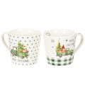 Floristik24 Tasses en céramique Merry Christmas 10 cm Motif voiture de Noël, lot de 2