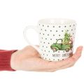 Tasses en céramique Merry Christmas 10 cm Motif voiture de Noël, lot de 2 | Floristik24.fr