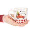 Tasse de Noël en céramique avec voiture et sapin motifs rouges et blancs 10 cm set de 2 | Floristik24.fr