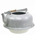 Floristik24 Jardinière bouilloire à thé gris zinc, blanchi à la chaux Ø26cm H15cm