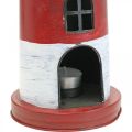 Floristik24 Photophore phare décoration métal rouge maritime, blanc Ø14cm H41cm