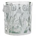 Lanterne aux pissenlits, décorations de table, décoration estivale shabby chic argent, blanc H10cm Ø8.5cm