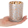 Porte-bougie chauffe-plat en verre à motif léopard, 12 cm | Floristik24.fr