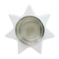 Floristik24 Photophore blanc forme étoile avec verre Ø10cm H10.5cm 2pcs