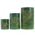 Floristik24 Lanterne métal feuilles vertes, dorées H20/15/10cm lot de 3