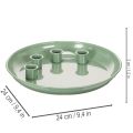 Assiette décorative verte avec 4 porte-bougies - Ø 24 cm | Floristik24.fr