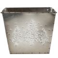 Cache-pot carré en métal avec motif sapins 18cm | Floristik24.fr