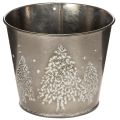 Floristik24 Cache-pot en métal avec motif sapins scintillants 13 cm