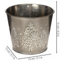 Cache-pot en métal avec motif sapins scintillants 13 cm | Floristik24.fr